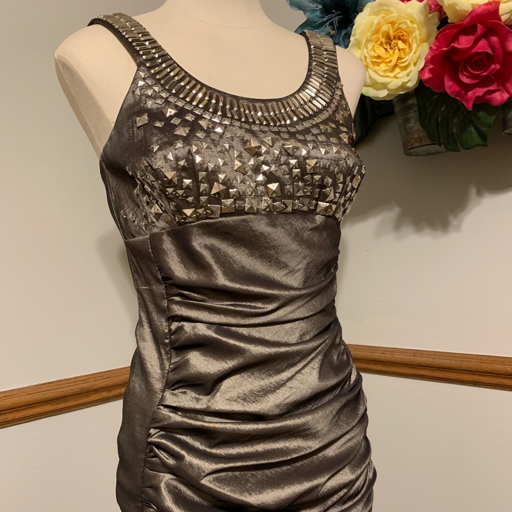 Sexy Gold Studded Mini Formal Party Dress Size 4